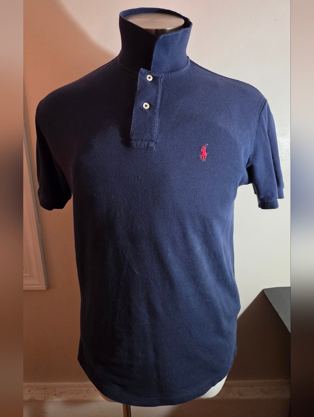 Ralph Lauren Men’s Navy Short Sleeve Polo with Red Pony Embroidery